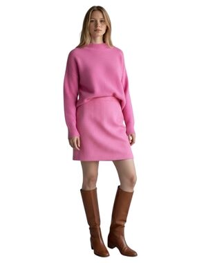 Boden Estella Tweed Mini Skirt Pink Herringbone Wool Blend Lined A-Line Size 12R